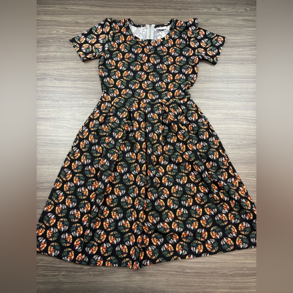 Lularoe Amelia Dress with Floral Circles Size Small